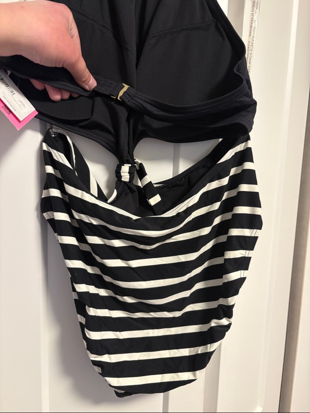NWT [kate spade] new york Halter Cutout One Piece Black/White Swimsuit Womens XL - Picture 8 of 12